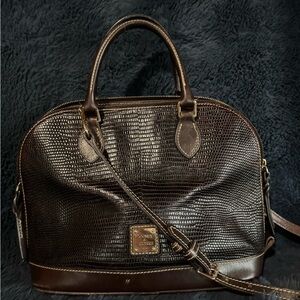 Dooney & Bourke Brown Textured Leather Zip Top Satchel